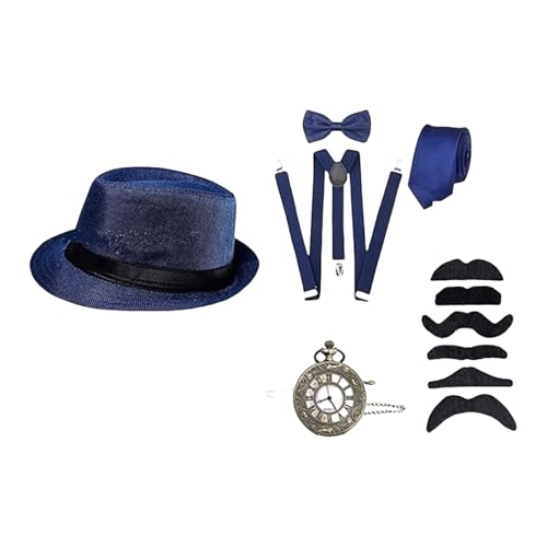 MALSSE Halloween-Kostüm-Zubehör-Set für Herren im 1920er-Jahre-Stil, tolle Kleidung, brüllende 20er-Jahre-Taschenuhr, Mobsterhut, Fliege MALSSE Halloween-Kostüm-Zubehör-Set für Herren im 1920er-Jahre-Stil, tolle Kleidung, brüllende 20er-Jahre-Taschenuhr, Mobsterhut, Fliege von MALSSE
