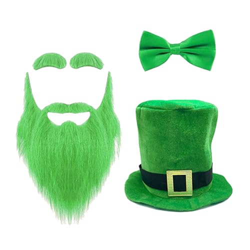 MALSSE Kobold-Kostüm für Herren, Patrick's Day, Kostüm, Zubehör, irisches Outfit, Kobold, Hut, Augenbrauen, Schnurrbart MALSSE Kobold-Kostüm für Herren, Patrick's Day, Kostüm, Zubehör, irisches Outfit, Kobold, Hut, Augenbrauen, Schnurrbart von MALSSE