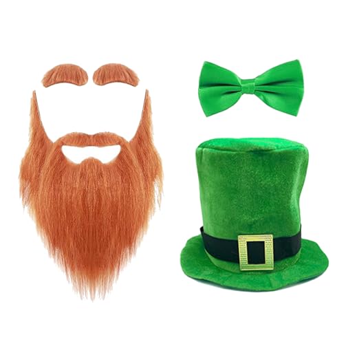 MALSSE Kobold-Kostüm für Herren, Patrick's Day, Kostüm, Zubehör, irisches Outfit, Kobold, Hut, Augenbrauen, Schnurrbart MALSSE Kobold-Kostüm für Herren, Patrick's Day, Kostüm, Zubehör, irisches Outfit, Kobold, Hut, Augenbrauen, Schnurrbart von MALSSE