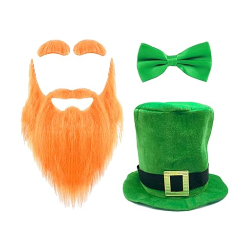 MALSSE Kobold-Kostüm für Herren, Patrick's Day, Kostüm, Zubehör, irisches Outfit, Kobold, Hut, Augenbrauen, Schnurrbart MALSSE Kobold-Kostüm für Herren, Patrick's Day, Kostüm, Zubehör, irisches Outfit, Kobold, Hut, Augenbrauen, Schnurrbart von MALSSE