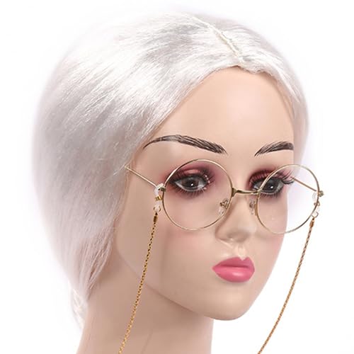 MALSSE Perücken-Kostüm für alte Dame, 100 Schultage, für Kinder, Mädchen, Oma, Perücke für Halloween, Cosplays, Party, Halloween, Cosplays, Party von MALSSE