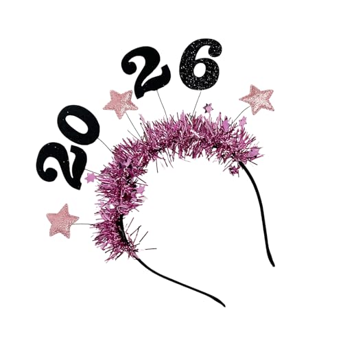 MALSSE Sparkling 2026 Celebration Hairpiece Practical Glitter Lametta Design Headband For Adult Child Festival Event Party Headpiece von MALSSE