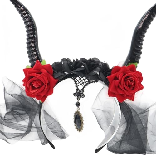 MALSSE Teufelshorn Stirnband mit Netzschleier Dekoration Haarband für Anime Cosplay Partys Halloween Kostüm Zubehör Unisex Teufel Kostüm Haarschmuck MALSSE Teufelshorn Stirnband mit Netzschleier Dekoration Haarband für Anime Cosplay Partys Halloween Kostüm Zubehör Unisex Teufel Kostüm Haarschmuck von MALSSE