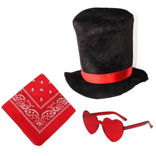 MALSSE Western-Weihnachtsparty-Hut-Kostüm-Set für Feiertage, Festivals, Weihnachtsmann-Kostüm, Hut, Brille, Cosplay-Zubehör MALSSE Western-Weihnachtsparty-Hut-Kostüm-Set für Feiertage, Festivals, Weihnachtsmann-Kostüm, Hut, Brille, Cosplay-Zubehör von MALSSE