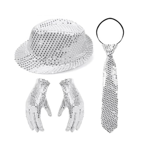 MALSSE Zauberhut, Pailletten-Fedoras + Fliege + Hosenträgerhandschuh für Zauberer, Kostüm, Rollenspiel für Erwachsene, Halloween, Cosplay MALSSE Zauberhut, Pailletten-Fedoras + Fliege + Hosenträgerhandschuh für Zauberer, Kostüm, Rollenspiel für Erwachsene, Halloween, Cosplay von MALSSE
