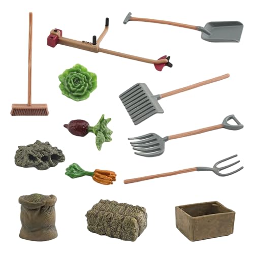 Miniatur-Gartengemüse-Figuren, Bauernhof-Werkzeuge, Figuren-Set für Puppenhäuser, Zubehör, Outdoor-Szene, Basteldekorationen, Miniatur-Gemüse-Pflanz-Kits, 13-teilig von MALSSE