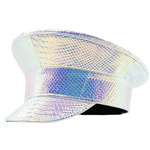 Schimmernder PU-Leder-Marine-Hut für Damen, Cosplay-Party, flache Oberseite, Kapitänskappen für Bühnenshow, Junggesellinnenabschied, Motto-Kostümhut Schimmernder PU-Leder-Marine-Hut für Damen, Cosplay-Party, flache Oberseite, Kapitänskappen für Bühnenshow, Junggesellinnenabschied, Motto-Kostümhut von MALSSE