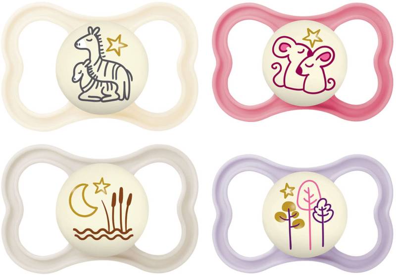 MAM Air Night Schnuller 16-36m 4er-Pack, Rosa/Neutral von MAM