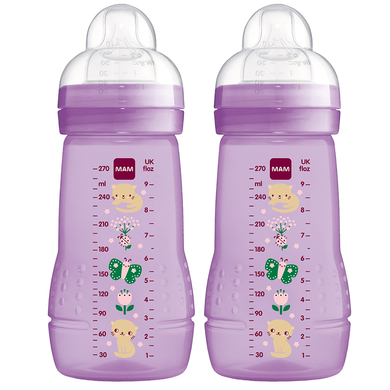 MAM Babyflasche Easy Active™ 270 ml, Katze/ Schmetterling im Doppelpack von MAM