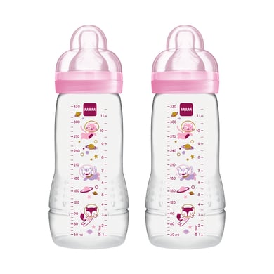 MAM Babyflasche Easy Active™ 330 ml, Weltall rosa im Doppelpack von MAM