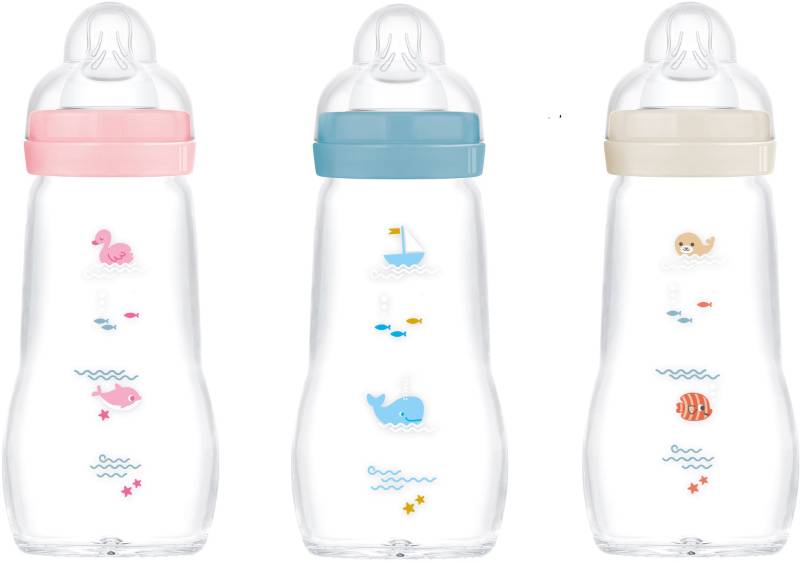 MAM Feel Good Babyflasche Glas 260 ml, Mix von MAM
