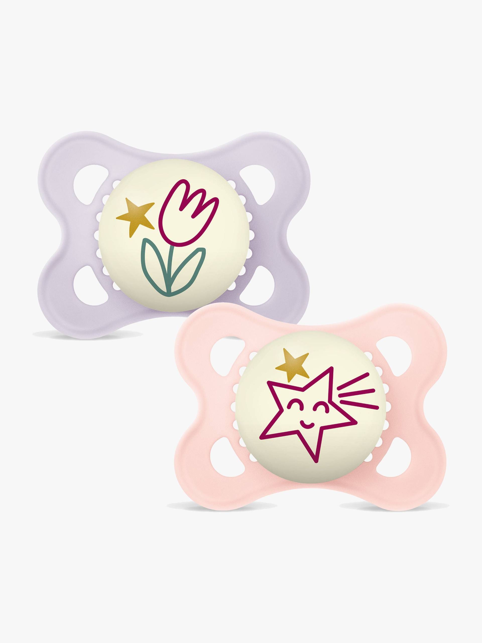 MAM Orginal Night Schnuller Silikon 2er-Pack 0-6m, Rosa von MAM