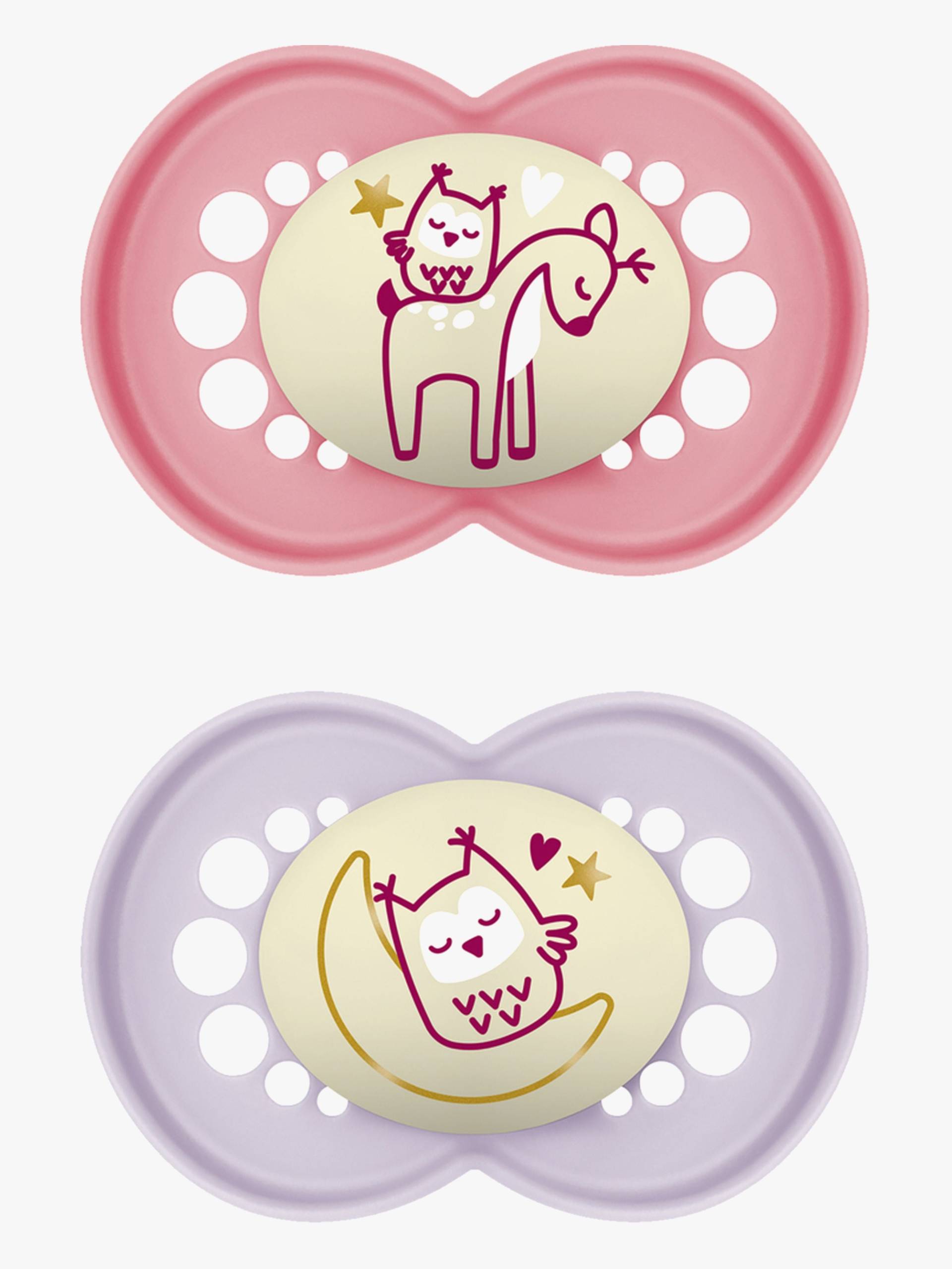 MAM Original Night Silikon Schnuller 2er-Pack 6-16m, Rosa von MAM