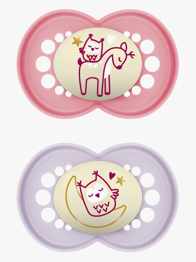 MAM Original Night Silikon Schnuller 2er-Pack 6-16m, Rosa von MAM