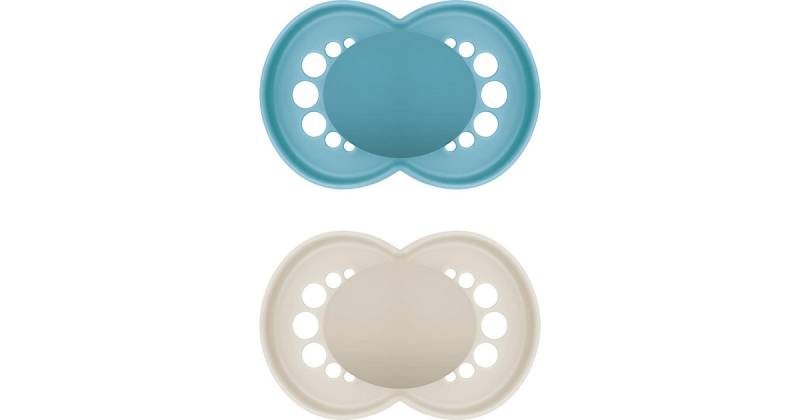 MAM Original Pure 6-16 Silikon Schnuller - 2er Set, blau/beige von MAM