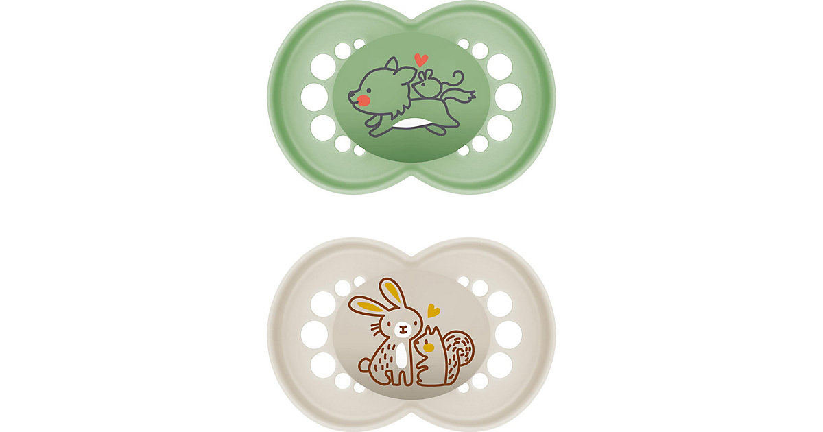 MAM Original Pure 6-16 Silikon Schnuller - 2er Set, Wolf/Hase grün/beige MAM Original Pure 6-16 Silikon Schnuller - 2er Set, Wolf/Hase grün/beige von MAM