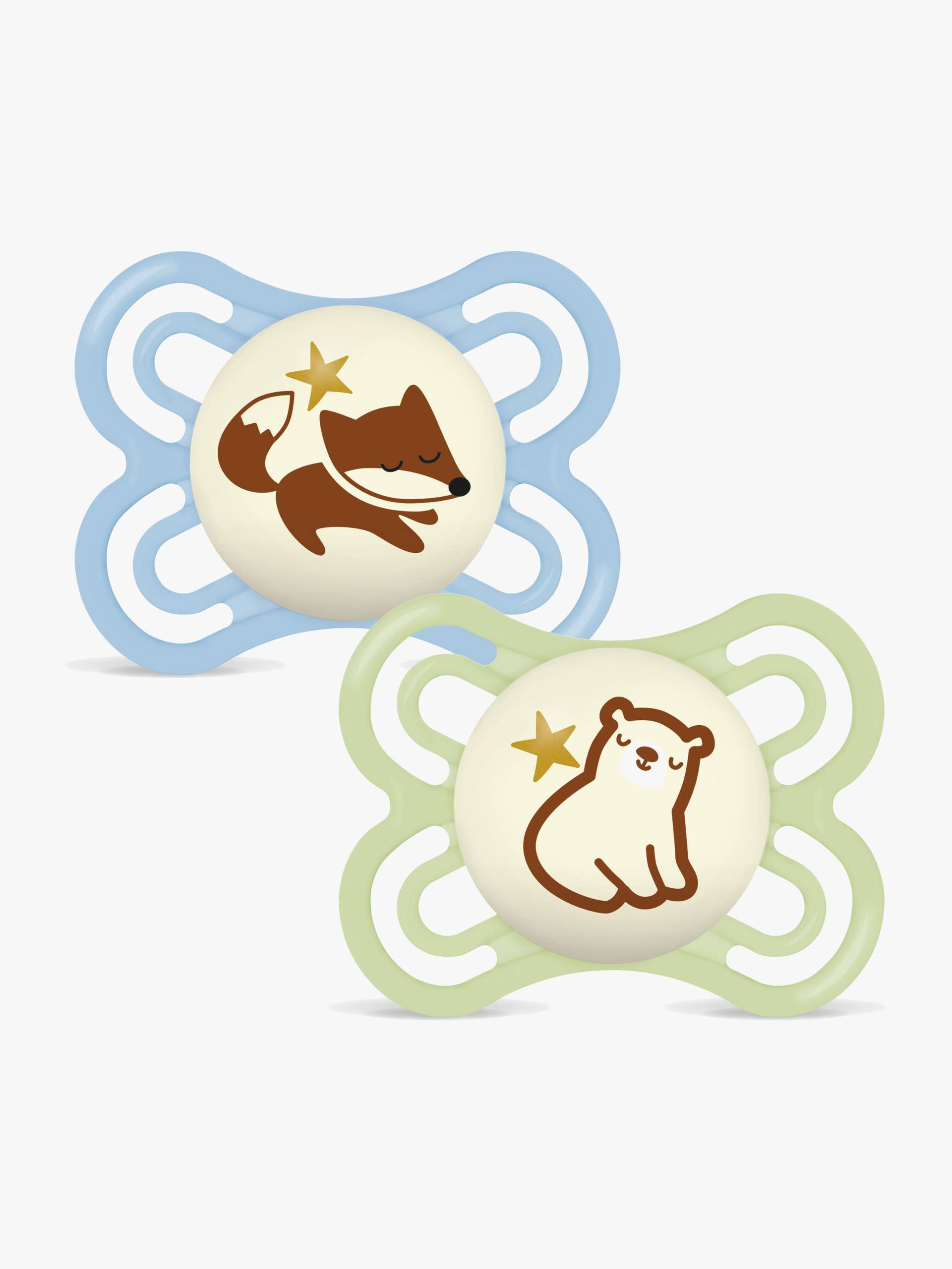 MAM Perfect Night Schnuller Silikon 2er-Pack 0-6m, Blau von MAM