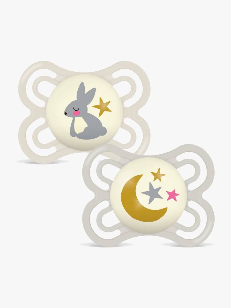 MAM Perfect Night Schnuller Silikon 2er-Pack 0-6m, Neutral von MAM
