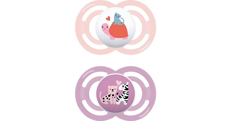 MAM Perfect Silikon, 6-16 Mon., 2 Stk, Schildkröte/Zebra rosa/orange von MAM