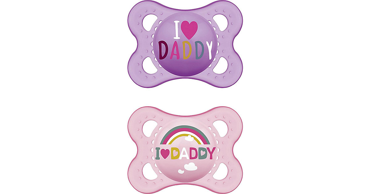 Schnuller Original, Silikon, Gr. 1, 2 Stk, I love Daddy rosa/natur Schnuller Original, Silikon, Gr. 1, 2 Stk, I love Daddy rosa/natur von MAM