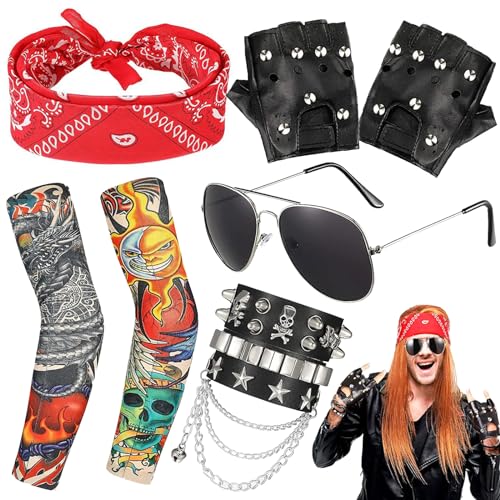lankai 5 Stück Disco Kostüm Zubehör, Punker Kostüm, Rocker Kostüm, Rocker Kostüm Herren Rockstar Kostüm Kinder, Hip Hop Kostüm Kit, 70er, 80er, 90er Jahre, Herren-Heavy-Metal-Disco-Bekleidungszubehör lankai 5 Stück Disco Kostüm Zubehör, Punker Kostüm, Rocker Kostüm, Rocker Kostüm Herren Rockstar Kostüm Kinder, Hip Hop Kostüm Kit, 70er, 80er, 90er Jahre, Herren-Heavy-Metal-Disco-Bekleidungszubehör von lankai