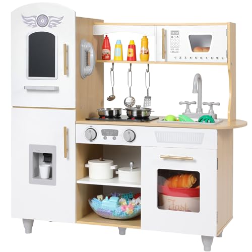 Puppenküche Holz, Spielküchen für Kinder, Kinderküche Holz mit Licht und Sound, Playtive Spielküche mit Kinderküche Zubehör, Kleine Küche, Rollenspielküche für Kinder, 79x82x30 cm, Holzfarbe Puppenküche Holz, Spielküchen für Kinder, Kinderküche Holz mit Licht und Sound, Playtive Spielküche mit Kinderküche Zubehör, Kleine Küche, Rollenspielküche für Kinder, 79x82x30 cm, Holzfarbe von MAMIZO