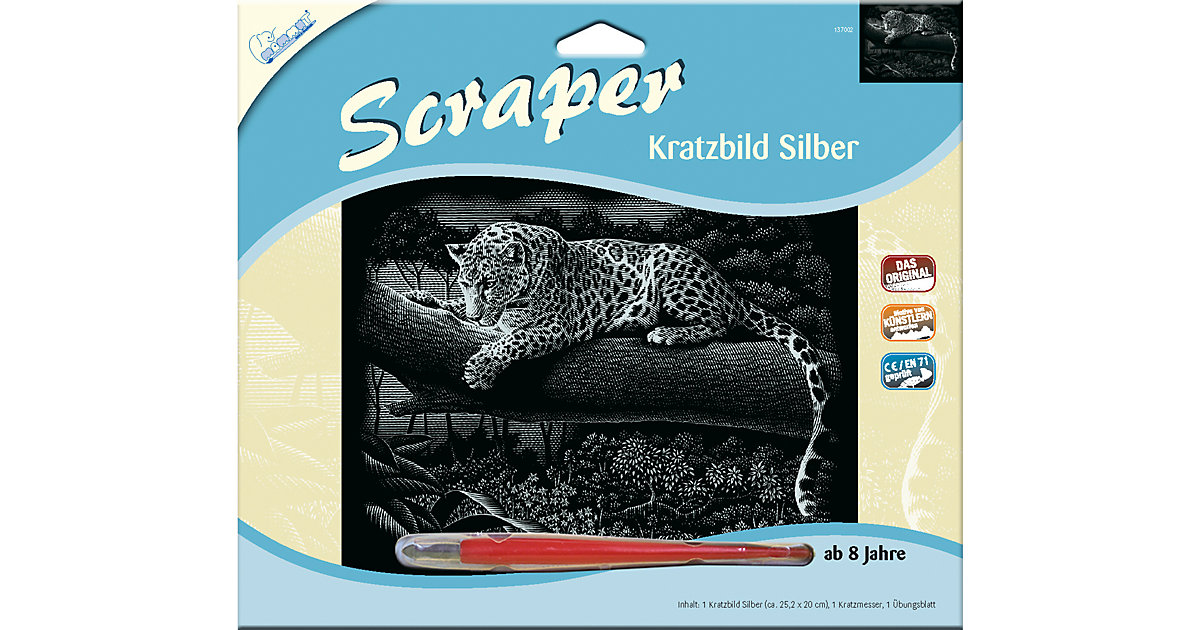 Scraper Silber groß "Querformat" Leopard 
