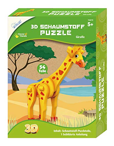 Mammut 156010 - Bastelset 3D Puzzle Giraffe, Puzzlespiel mit Safari Tieren, Tierpuzzle aus Schaumstoff, Komplettset mit Puzzleteilen und Anleitung, Kreatives Puzzleset für Kinder ab 5 Jahre von Mammut Spiel & Geschenk