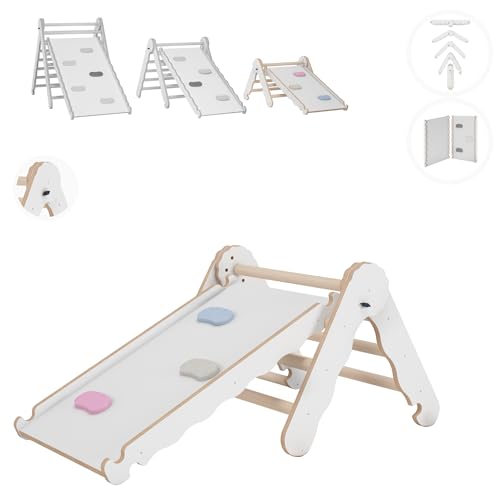 MAMOI® Klettergerüst Indoor, Kletterdreieck mit rutsche Holz, Baby Kinder Klettern, Kletterturm rutschbrett, Kletterbogen kinderrutsche, Klettergerüst, Montessori Spielzeug ab 1 Jahr 2/3 Jahre von MAMOI