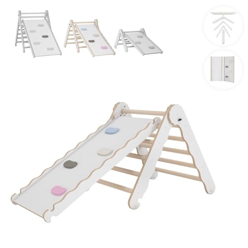 MAMOI® Klettergerüst Indoor, Kletterdreieck mit rutsche Holz, Baby Kinder Klettern, Kletterturm rutschbrett, Kletterbogen kinderrutsche, Klettergerüst, Montessori Spielzeug ab 1 Jahr 2/3 Jahre von MAMOI