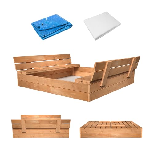 MAMOI Sandkasten mit Deckel 120x120 Sandbox Imprägniert Sandkiste mit Sitzbänken Holz Spielzeug Abdeckung Sitzbänken 150x150 MAMOI Sandkasten mit Deckel 120x120 Sandbox Imprägniert Sandkiste mit Sitzbänken Holz Spielzeug Abdeckung Sitzbänken 150x150 von MAMOI