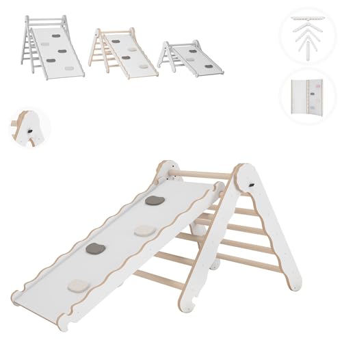 MAMOI® Klettergerüst Indoor, Kletterdreieck mit rutsche Holz, Baby Kinder Klettern, Kletterturm rutschbrett, Kletterbogen kinderrutsche, Klettergerüst, Montessori Spielzeug ab 1 Jahr 2/3 Jahre von MAMOI