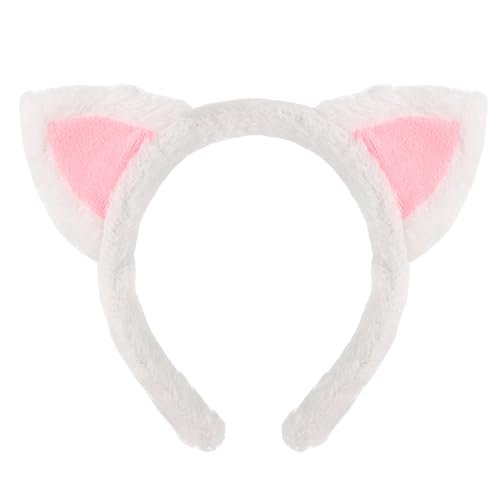 Katzenohren Stirnband, Plüsch, weiche weiße Katzenohren für Halloween, Cosplay, Kostüm, Zubehör für Make-up, Dusche, Teenager-Mädchen und Frauen Katzenohren Stirnband, Plüsch, weiche weiße Katzenohren für Halloween, Cosplay, Kostüm, Zubehör für Make-up, Dusche, Teenager-Mädchen und Frauen von MANGOIT