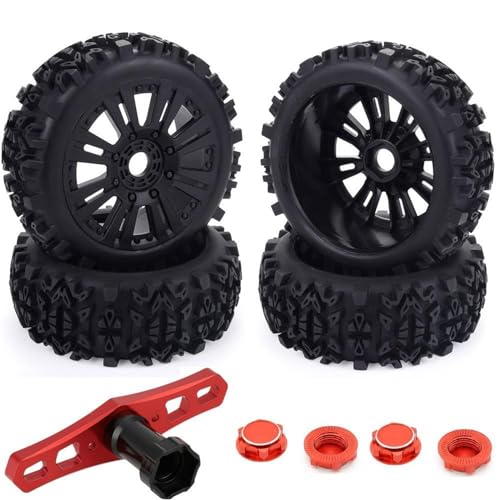 MANGRY 4 Teile/Paket 1/8 Skala 17mm Hex RC Buggy Fahrzeug Räder Und Reifen Sets Fit for Redcat for Team for Losi VRX for HPI for Kyosho for HSP for Carson Teile 120mm (Size : Tire with Tool) von MANGRY