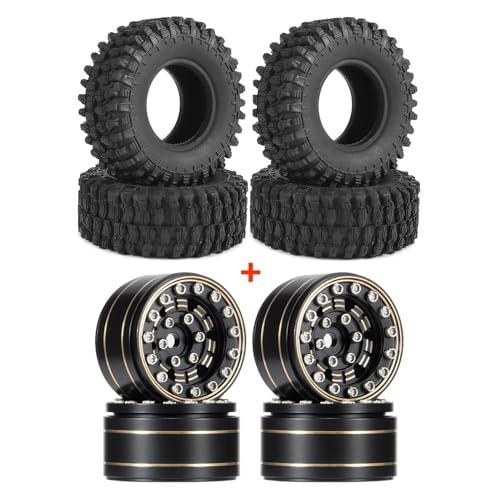 MANGRY 4Pcs 50 * 20mm Reifen 1,0 Zoll Räder Felge for 1/18 1/24 RC Auto Crawler TRX4M Axial SCX24 FCX24 K5 Enduro24 Upgrade (Size : Tires and Wheels) von MANGRY