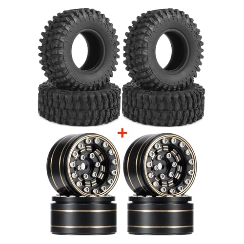 MANGRY 50 * 20mm Reifen 1,0 "Beadlock Felgen 1/24 1/18 RC Crawler Axial SCX24 TRX4M Fit for Bronco FCX24 K5 Enduro24 Upgrade Teile (Size : Tires and Wheels) von MANGRY