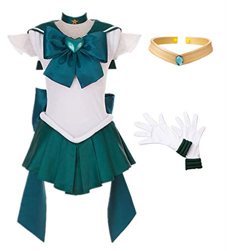 MANMICOS Anime Sailor Moon Sailor Neptun Cosplay Kostüm KaiOu Michiru Halloween Anzug, blau, 36 von MANMICOS