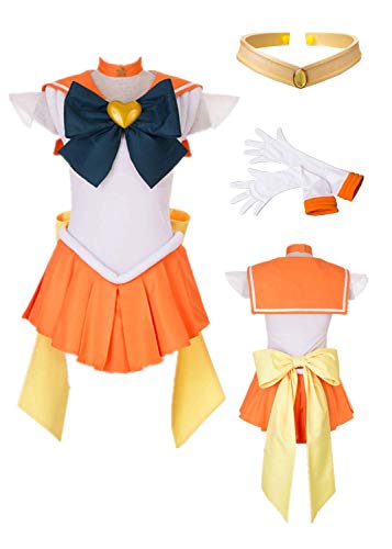 MANMICOS Anime Sailor Moon Sailor Venus Cosplay Kostüm Aino Minako Halloween Anzug Gr. XXXS, Orange von MANMICOS