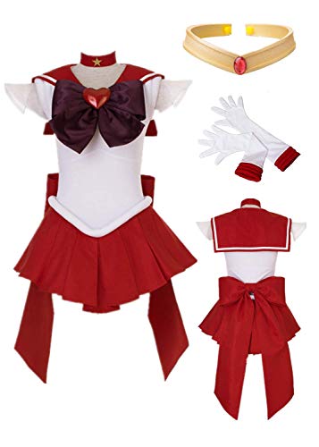 MANMICOS Sailor Moon Sailor Mars Halloween Cosplay Kostüm Hino Rei Halloween Anzug Gr. 36, rot von MANMICOS