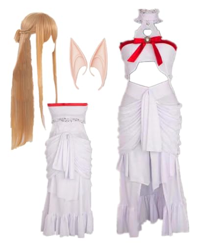 MANMICOS US-Größe Anime Asuna Cosplay Kostüme SAO Frauen weißer Rock Party Anzug (XS) von MANMICOS