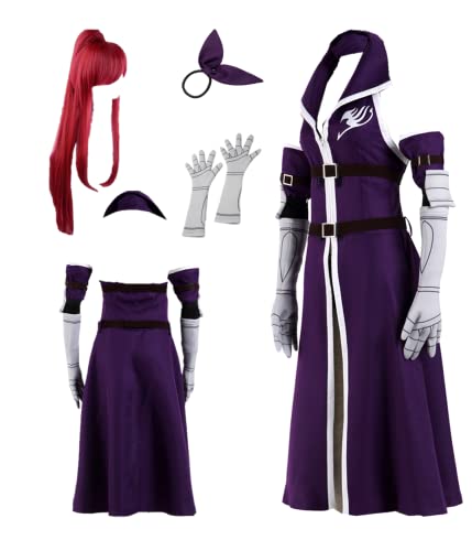 MANMICOS US-Größe Anime Erza Scarlet Cosplay Kostüme Damen Lila Rock Anzug (X-Large) von MANMICOS