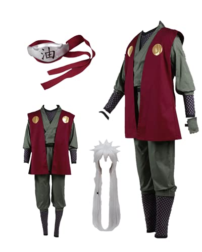 MANMICOS US Größe Anime Jiraiya Cosplay Kostüme Rote Weste Halloween Anzug (XX-Large) von MANMICOS