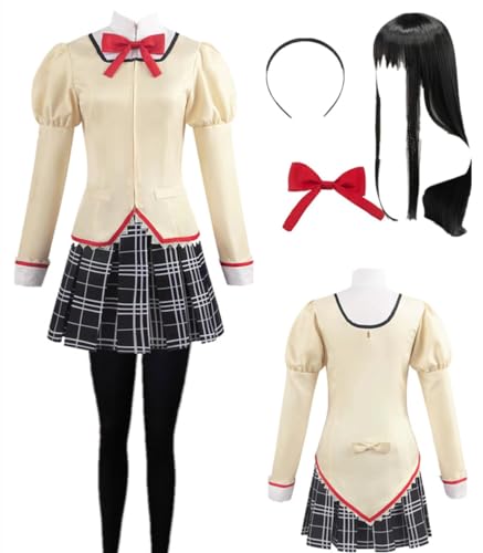MANMICOS US-Größe Anime Kaname Madoka Cosplay Kostüm Tomoe Mami Plaid Rock Anzug (Akemi Homura, Small) von MANMICOS