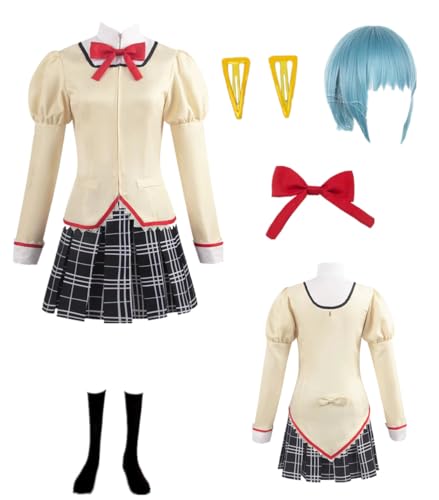 MANMICOS US-Größe Anime Kaname Madoka Cosplay Kostüm Tomoe Mami Plaid Rock Anzug (Miki Sayaka, Small) von MANMICOS