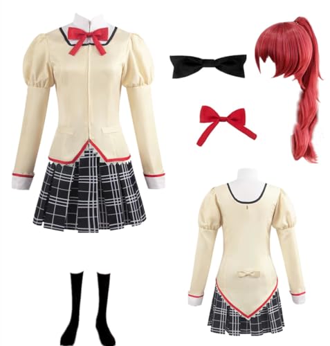 MANMICOS US-Größe Anime Kaname Madoka Cosplay Kostüm Tomoe Mami Plaid Rock Anzug (Sakura Kyouko, Small) von MANMICOS