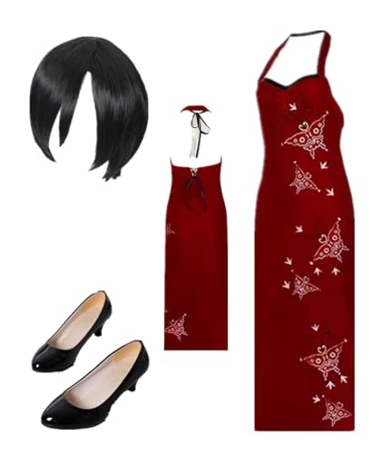 MANMICOS US-Größe Anime Movie Ada Cosplay Kostüm, bestickt, roter Cheongsam-Rock, Anzug (3XL) von MANMICOS