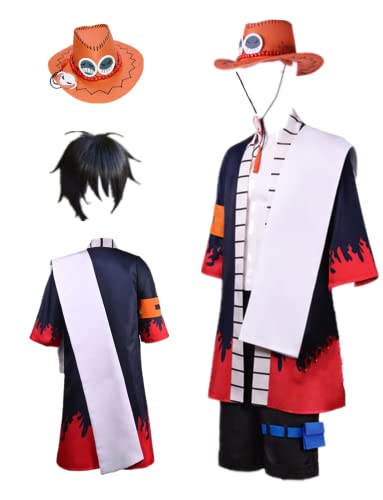 MANMICOS US Größe Anime Portgas D·Ace Cosplay Kostüme Ace Herren Party Halloween Anzug (X-Large) von MANMICOS