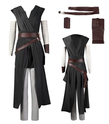 MANMICOS US-Größe Movie Rey Cosplay-Kostüm, Skywalker, Damenrock, Hemd, Anzug (dunkelgrau, klein) von MANMICOS