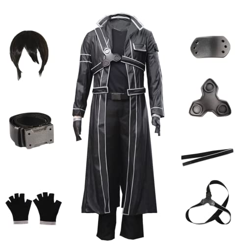 MANMICOS US-Größe SAO Cosplay Kostüme Kirito Herren Party PU Leder Anzug und Perücke, Schwarz , M MANMICOS US-Größe SAO Cosplay Kostüme Kirito Herren Party PU Leder Anzug und Perücke, Schwarz , M von MANMICOS
