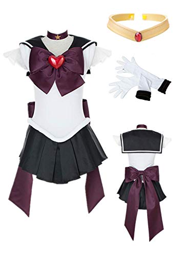 US-Größe Anime Meiou Setsuna Cosplay Kostüm Halloween Matrosen Pluto Kleidung Anzug, Schwarz , 36 von MANMICOS
